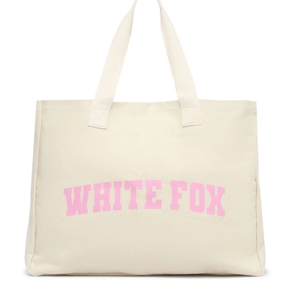 🎁 WHITE FOX STEPPING OUT TOTE BAG NATURAL/ PINK NWT SOLDOUT ONLINE 🎁